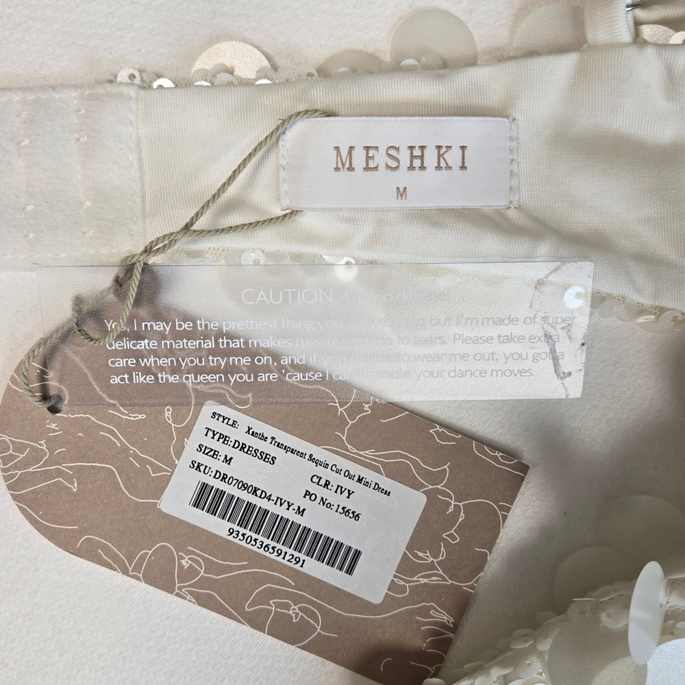 Meshki White Sequin Mini Dress with Cutout - Picture 7 of 14